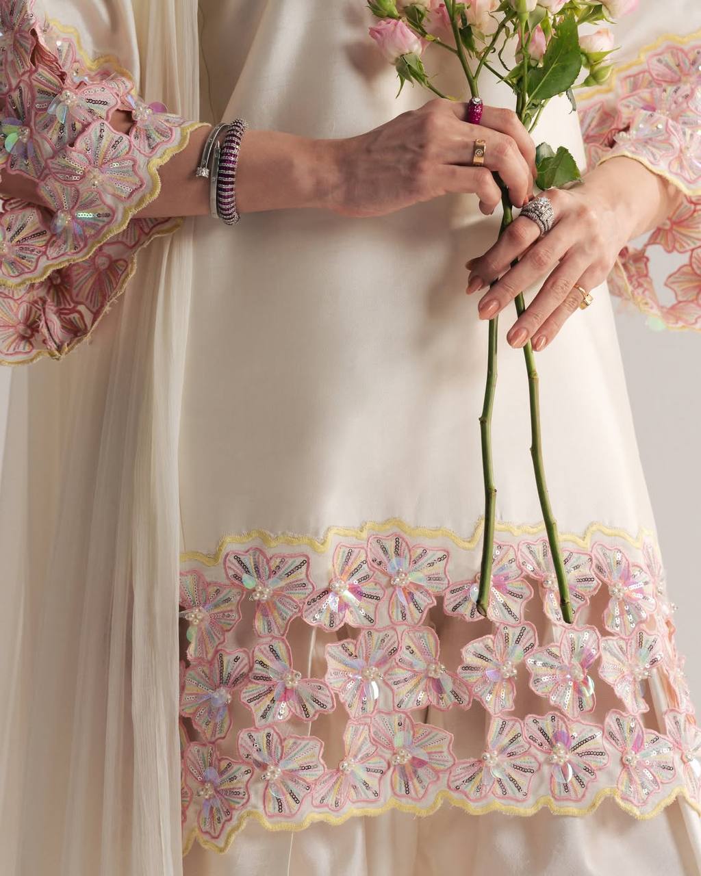 Miniature Pearl Silk Festive Kurta